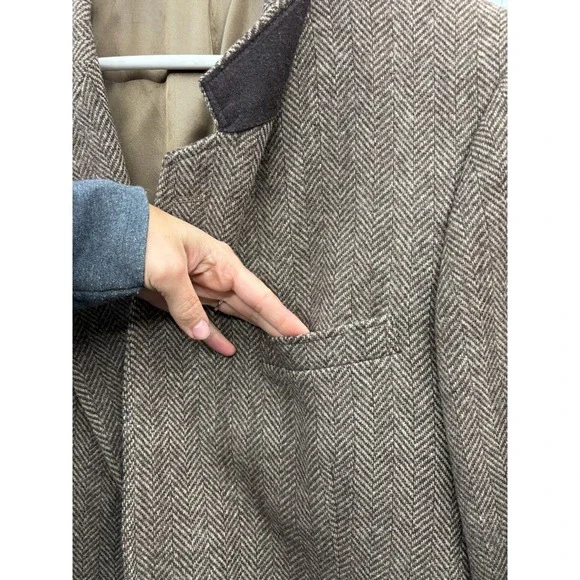 Ernie II Men's Wool Blazer Herringbone Tweed‎ Vintage Academia USA Tailored 42L - Picture 9 of 9